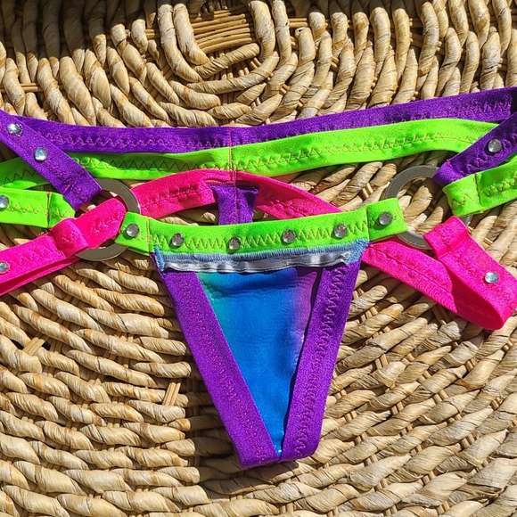 Multicolor beaded rave bikini set - Picture 3 of 5